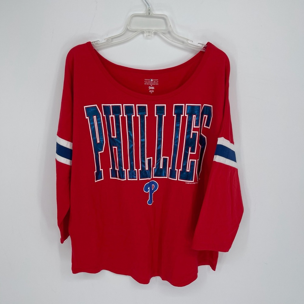 Campus Lifestyle Women's Red Philadelphia Phillies MLB Graphic T-Shirt Size 1XL